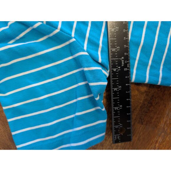 Chico's Women's TShirt Size 2 Large Blue Striped Vneck Thick Knit Tee Top EUC - Picture 8 of 9